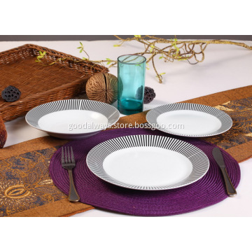 18 Piece Porcelain Dinner Set,Black Lines